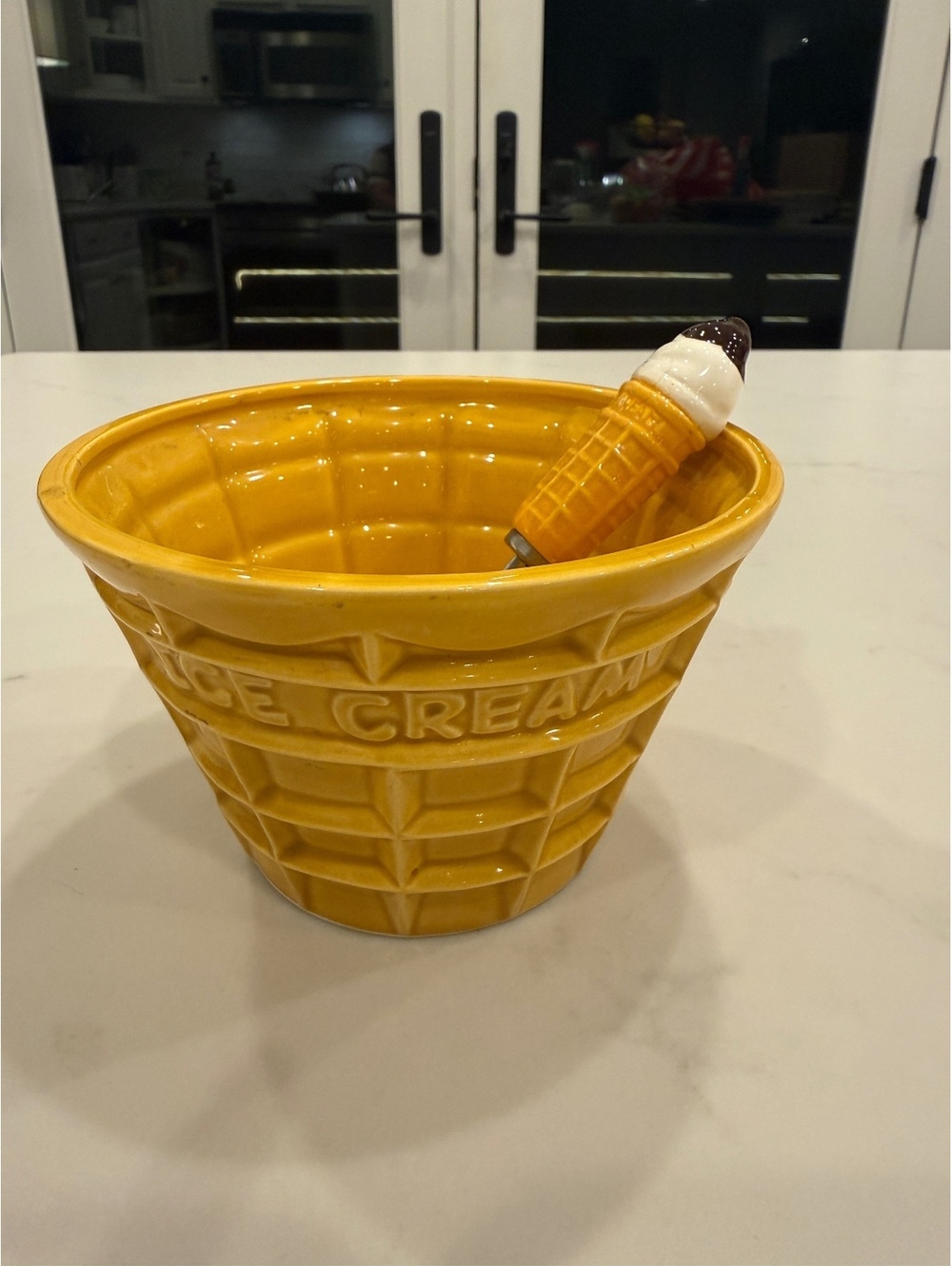 Ceramic Ice Cream Cone Bowl with Matching Spoon